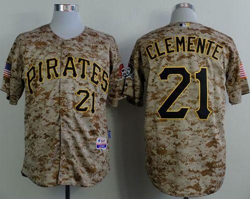Pirates #21 Roberto Clemente Camo Alternate Cool Base Stitched MLB Jersey - Click Image to Close